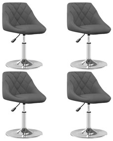 3088759 vidaXL Въртящи трапезни столове, 4 бр, тъмносиви, кадифе