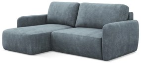 Сиво-син шенилов разтегателен ъглов диван с място за съхранение (ляв ъгъл) Lilo – Makamii