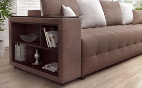 Разтегателен ъглов диван с подлакътник етажерка Мелвин Спринг