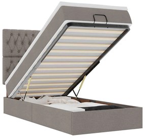 3313199 vidaXL Османска легло с матрак, таупе, 80x200 см, плат