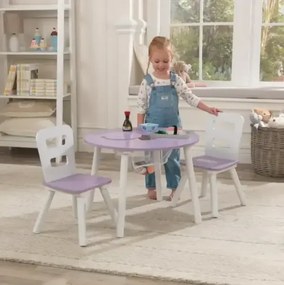 Комплект маса с два стола - Round Storage Table & 2 Chair Set - Lavender - KidKraft