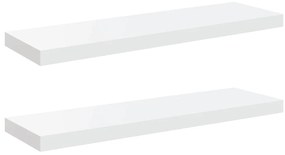 323752 vidaXL Окачени стенни рафтове, 2 бр, бял гланц, 80x23,5x3,8 см, МДФ
