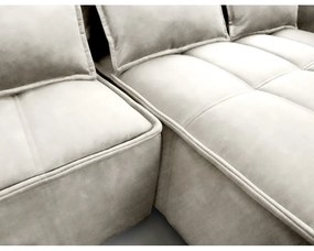 Бежов кадифен сгъваем/с място за съхранение ъглов диван (десен ъгъл) Campo – ELTAP