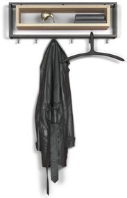 Метална закачалка за стена в черно-природен цвят с рафт School - Spinder Design