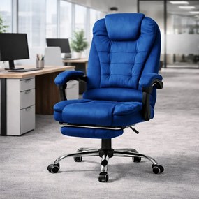 Офис стол BOSS с подложка за крака - син плат