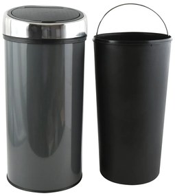 Тъмносиво стоманено кошче за боклук с отваряне с докосване 30 l – MSV