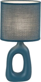 Rabalux Sylira, настолна лампа, синя керамична лампа със син текстилен абажур, E14 1xMAX40W, Д17,5 см, Ш10,5 см, В36 см, кабел:
