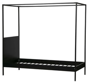 Черно метално единично легло с включена подматрачна рамка 90x200 cm Dani – WOOOD