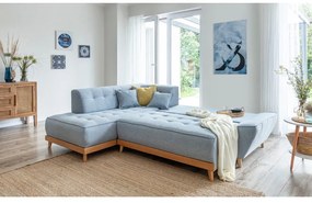 Светлосин ъглов разтегателен диван ляв ъгъл, Dazzling Daisy - Miuform