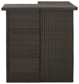 313480 vidaXL Ъглова бар маса, кафява, 100x50x105 см, полиратан