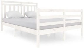 3100655 vidaXL Рамка за легло, бяла, масивно дърво, 140х200 см