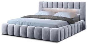 Светлосиво двойно легло 180x200 cm тапицирано с място за съхранение с включена подматрачна рамка Lamica – ELTAP