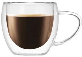 Horecano - Стъклена двустенна чаша за топли напитки с дръжка 250мл (HC-12243)