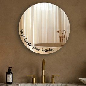 Стикер за огледало S47 – Hey! Wash your hands. (round) 39x12