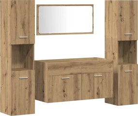 3328596 vidaXL Комплект мебели за баня от 4 части Дъб артизан инженерно дърво