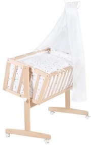 Люлка 40x90 cm от масивен бук на колелца/с балдахин в естествен цвят – Roba