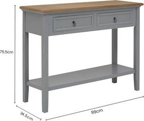 Сива конзолна маса от масивна Пауловния 34,5x99 cm Henley – Premier Housewares