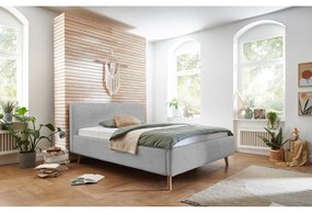 Сиво тапицирано двойно легло с място за съхранение с решетка 180x200 cm Mattis - Meise Möbel