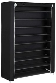 Текстилен гардероб с рафтове MATIS 100 x 162 см, черен