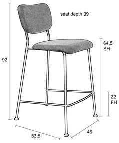 Сиви бар столове в комплект от 2 броя 92 см Benson - Zuiver