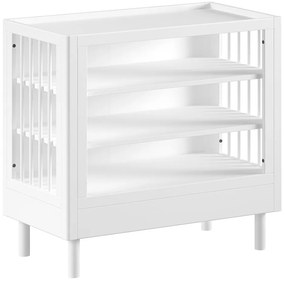 Бял детски скрин от масивен бук с маса за преповиване 100x95x55 cm Forrest – Vipack