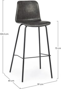 Тъмносив тапициран бар стол (височина на седалката 75 cm) Kyra – Bizzotto