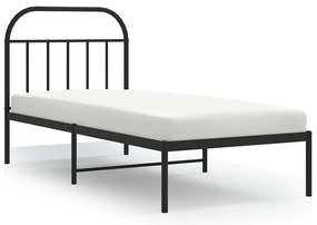 353628 vidaXL Метална рамка за легло с горна табла, черна, 90x200 см