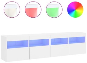 837198 vidaXL Стенни ТВ шкафове с LED осветление, 2 бр, бели, 80x30x40 см