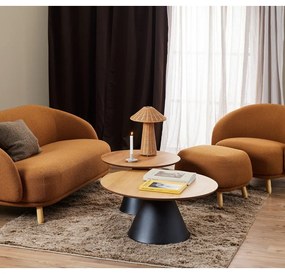 Кръгла масичка за кафе в черен и естествен цвят с дъбов плот ø 65 cm Soli – Actona