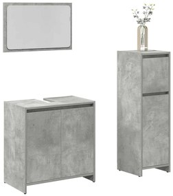 3324852 vidaXL Комплект мебели за баня от 3 части бетонно сив инженерно дърво