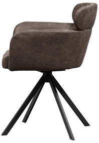 Тъмнокафяв тапициран трапезен стол с подлакътници Fenne – WOOOD