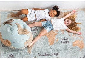 Син/бежов детски пуф World Map – Lorena Canals
