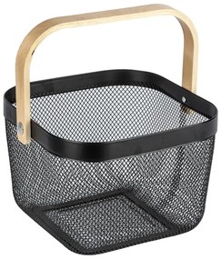 Черен органайзер за баня с бамбукова дръжка Bambusa - Wenko