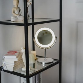 Козметично огледало Beautifly Looking Glass Light, 14.5 см, 10х увеличение, USB-C, LED, 360° регулиране, Сребрист