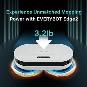 Робот за миене на подове Everybot EDGE 2 RS350, 27W, 210 мл, Мокро/сухо, Автономност до 200 мин, 7 режима, Сензор против падане/блъскане, Бял