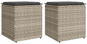 4104044 vidaXL Градински табуретки с възглавници 2 бр Светло сиво 40x40x43 см
