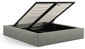 Зелено двойно тапицирано легло с място за съхранение с включена подматрачна рамка 200x200 cm Simon – Micadoni