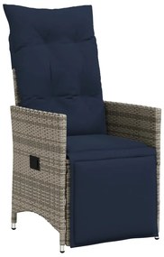 365663 vidaXL Градински стол с възглавници, сив, полиратан