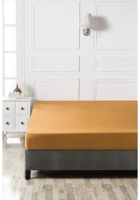 Жълт чаршаф от еластичен памук 160x200 cm - Mijolnir