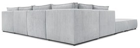 Светлосив променлив велурен U-образен ъглов диван Nihad modular - Bobochic Paris