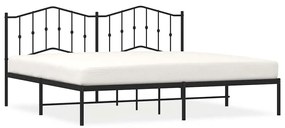 373795 vidaXL Метална рамка за легло с горна табла, черна, 193x203 см