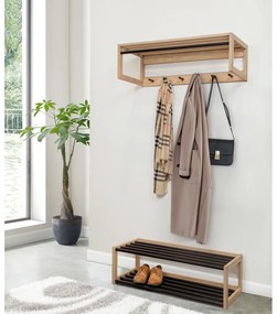 Черна/естествена метална етажерка за обувки - Woodman