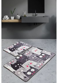 Сиви килими за баня в комплект от 2 броя 60x100 cm Meow – Foutastic