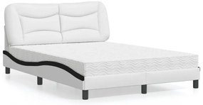 3208716 vidaXL Легло с матрак Hvar, бяло и черно, 120x200 см, изкуствена кожа
