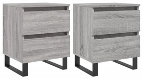 826905 vidaXL Нощни шкафчета 2 бр сив сонома 40x35x50 см инженерно дърво