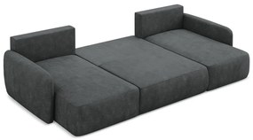 Тъмносив шенилов разтегателен ъглов диван с място за съхранение (U форма) Lilo – Makamii