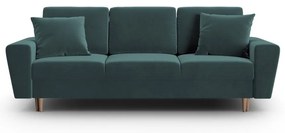 Кадифен разтегателен диван с място за съхранение в петролен цвят 235 cm Kyoto – Cosmopolitan Design