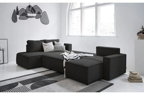 Антрацитен разтегателен ъглов диван от рипсено кадифе (ляв ъгъл/"U" форма) Brave Dave – Miuform