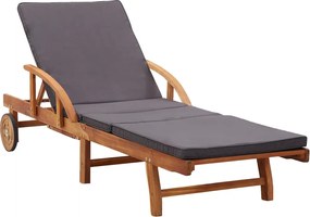 46026 vidaXL Шезлонг с възглавница, масивно акациево дърво