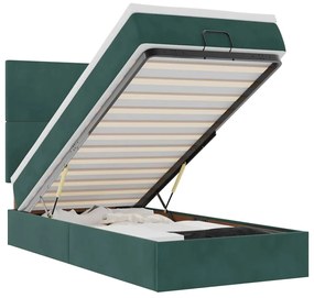 3313382 vidaXL Османска легло с матраци, тъмнозелено, 100x200 см, кадифе